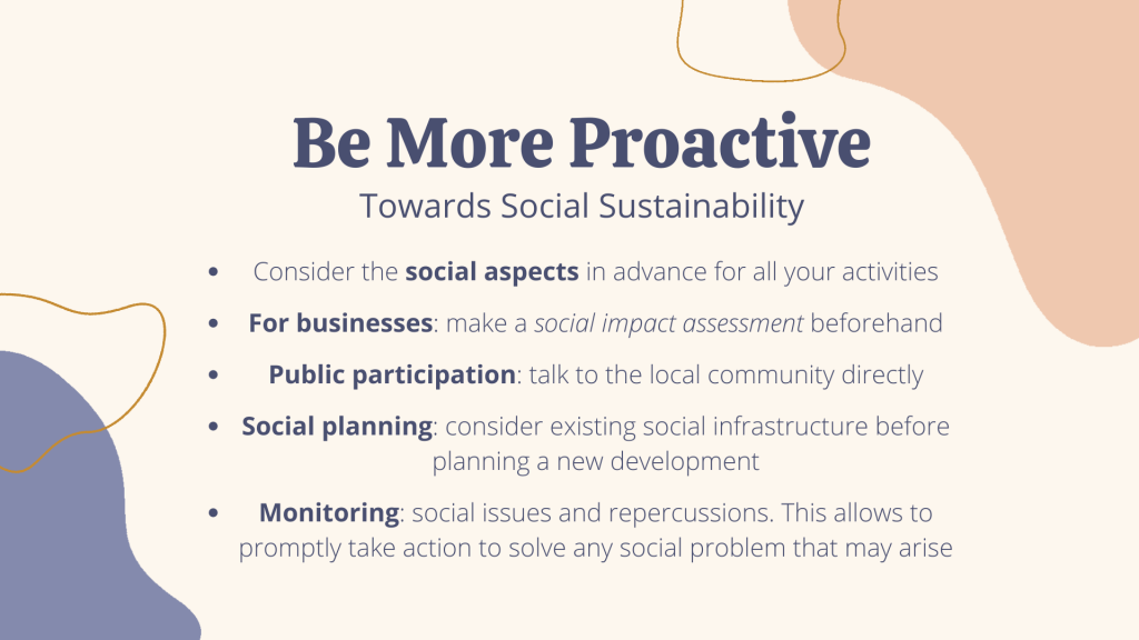Be more proactive on social sustainability issues