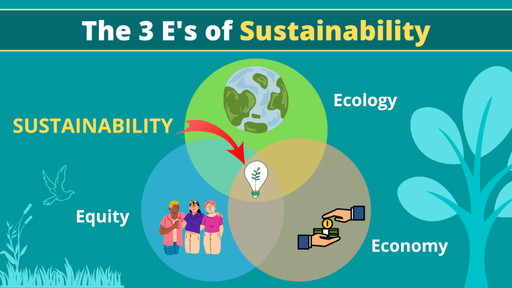 3 E's of Sustainability - Economy Ecology Equity