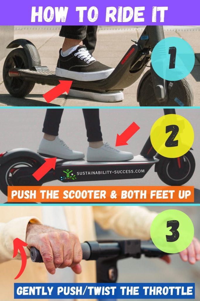 how to ride an electric scooter - steps 1 2 3
