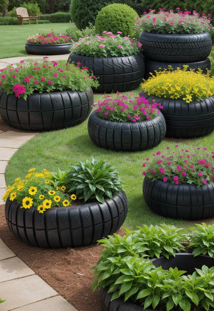 5. Tire planters for eco-gardens-0