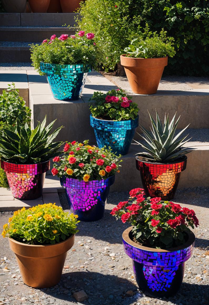 24. Creative CD Mosaic Flower Pots-0