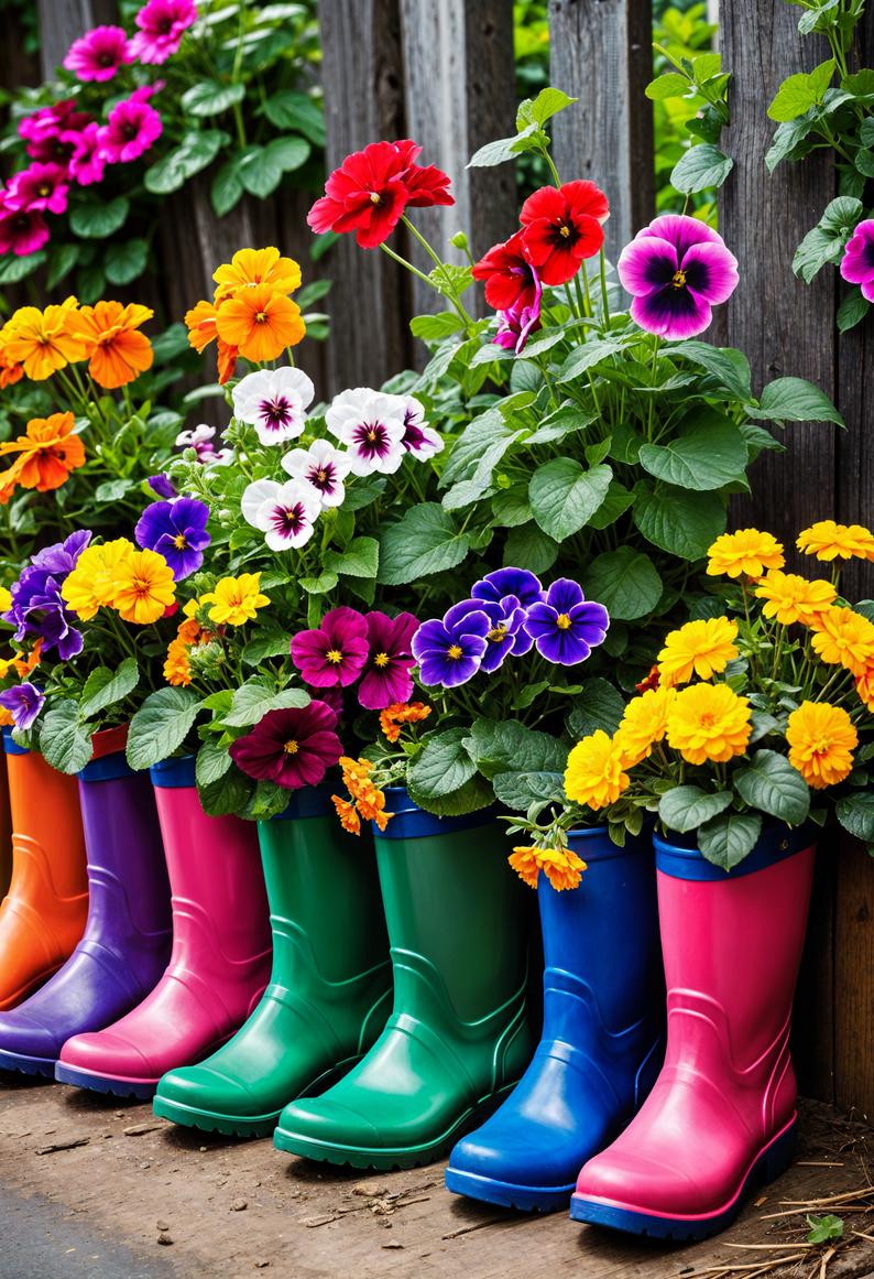 8. Upcycled Boot Flower Planters-0