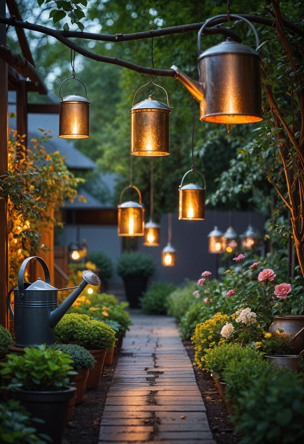 7. Upcycled Garden Lanterns from Cans-1