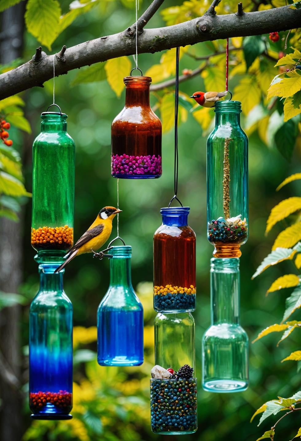 2. Upcycled Glass Bottle Bird Feeders-0