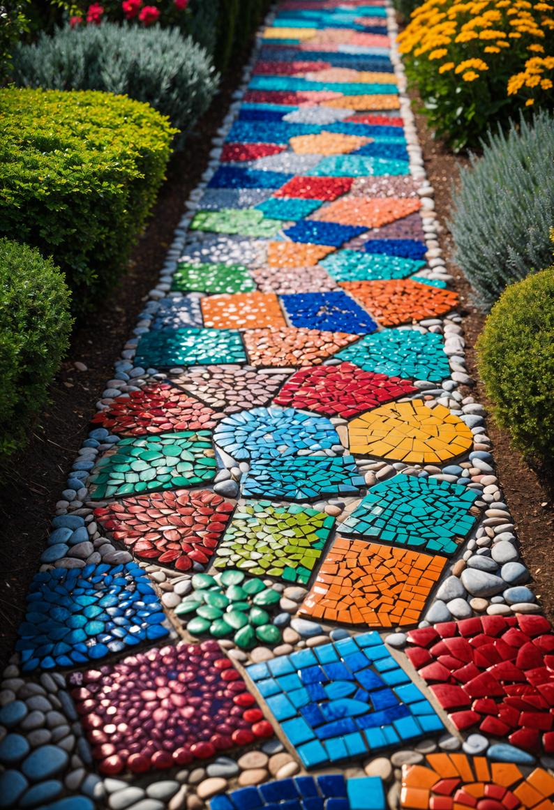 9. Vibrant Mosaic Stepping Stones-0