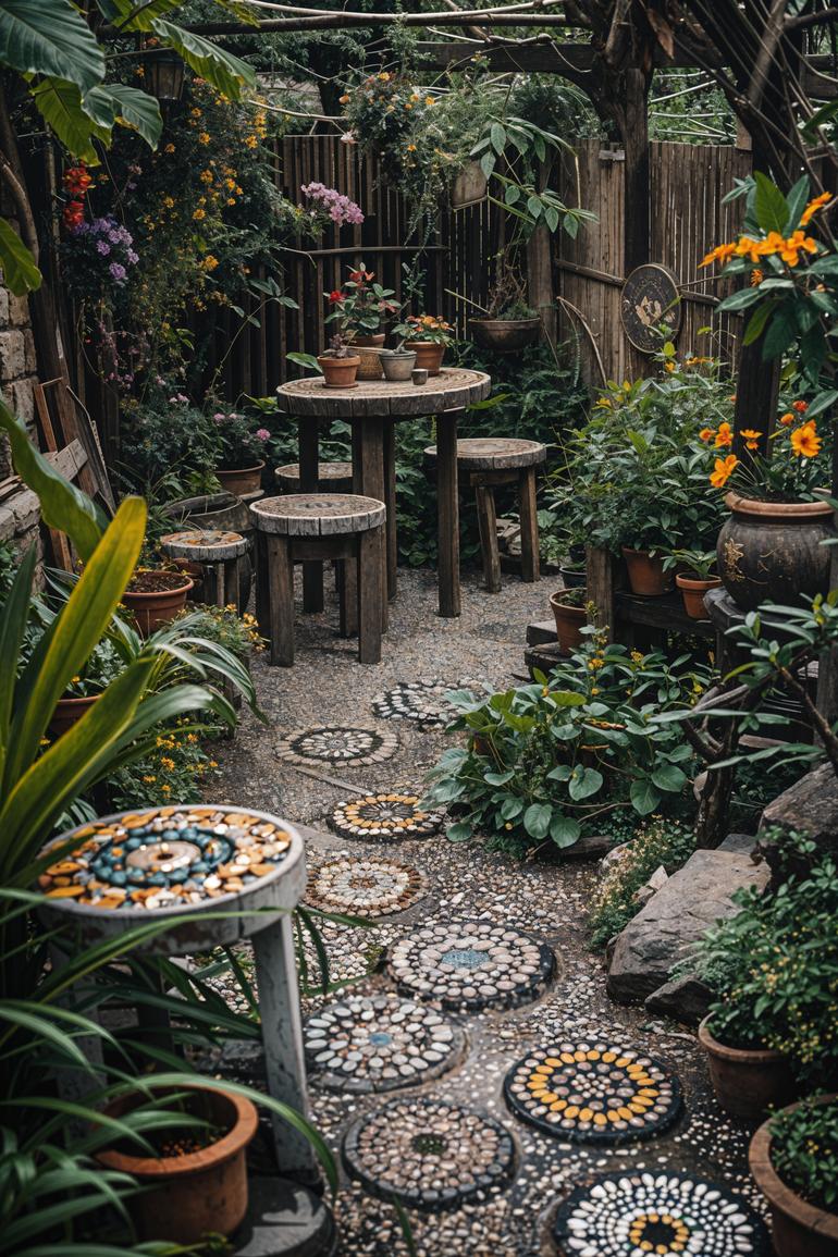 17. Crafted Garden Delights: Sculptures, Mosaics, Planters-1