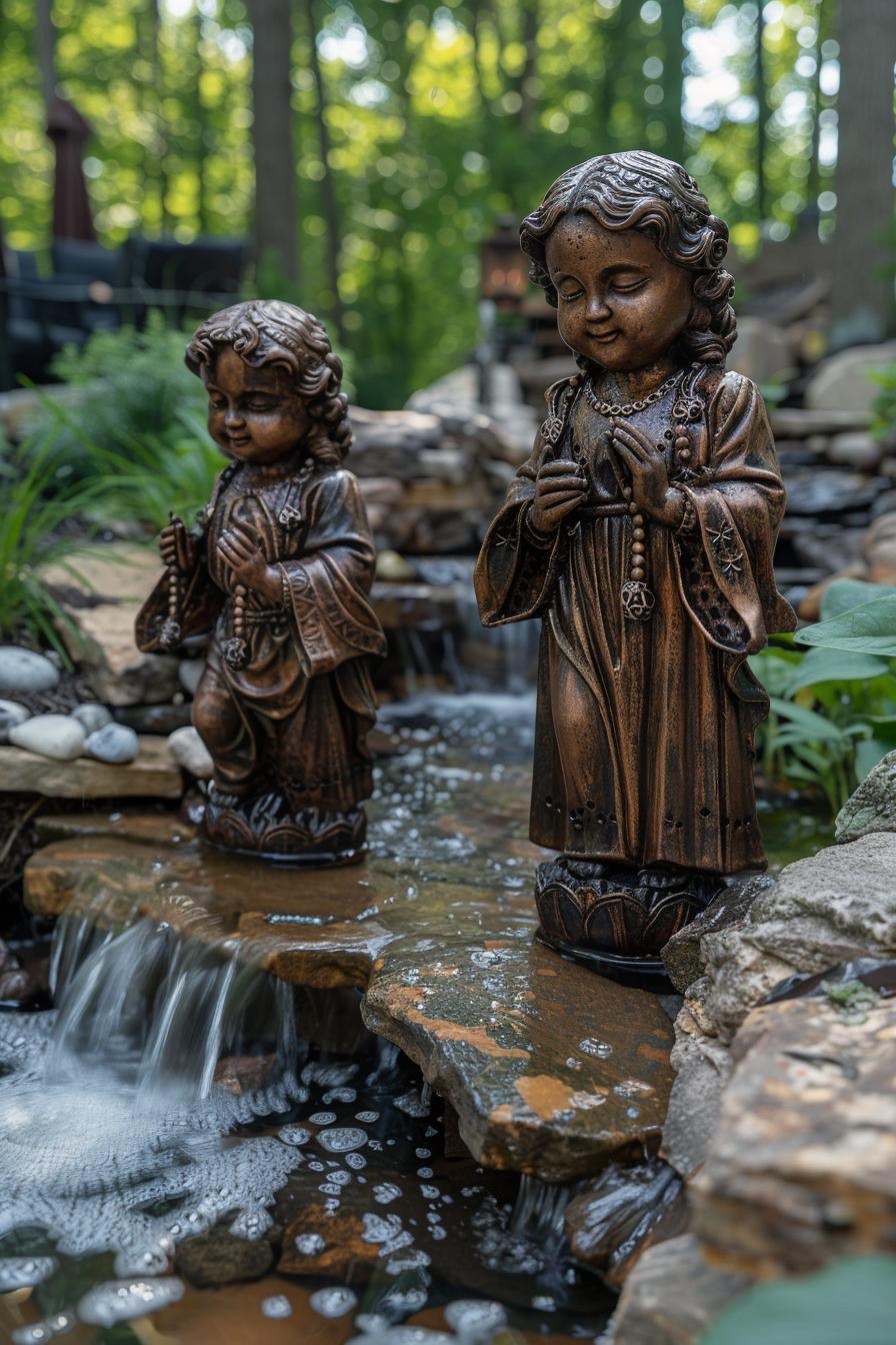 23. Garden Statues by Backyard Stream-1