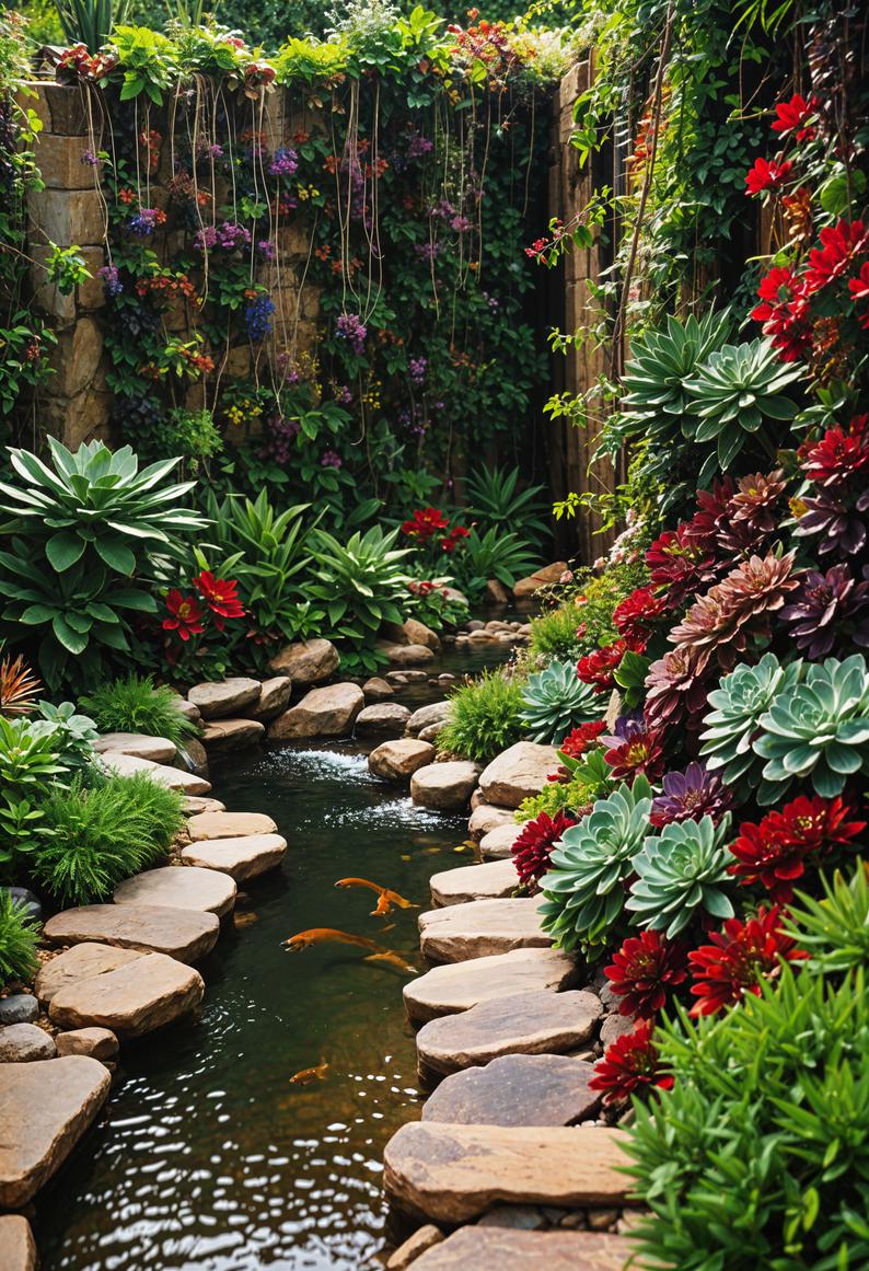 6. Succulent Wall Along Backyard Stream-1