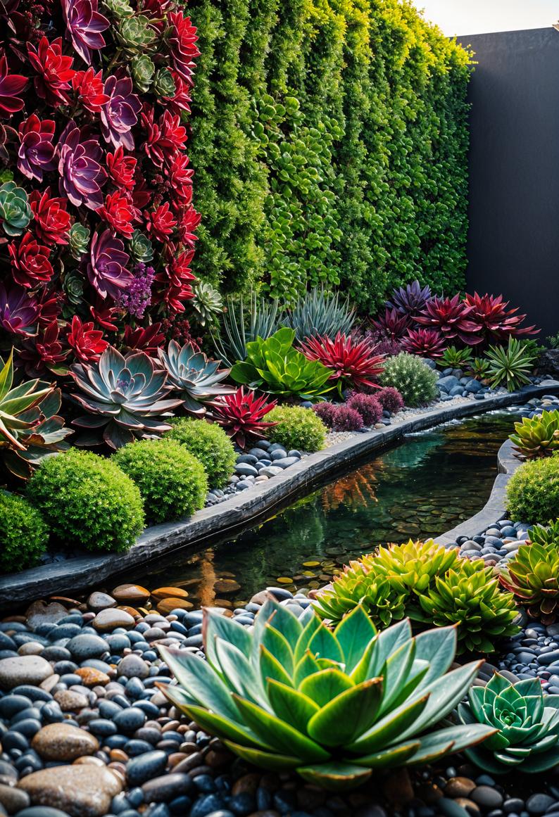 6. Succulent Wall Along Backyard Stream-2