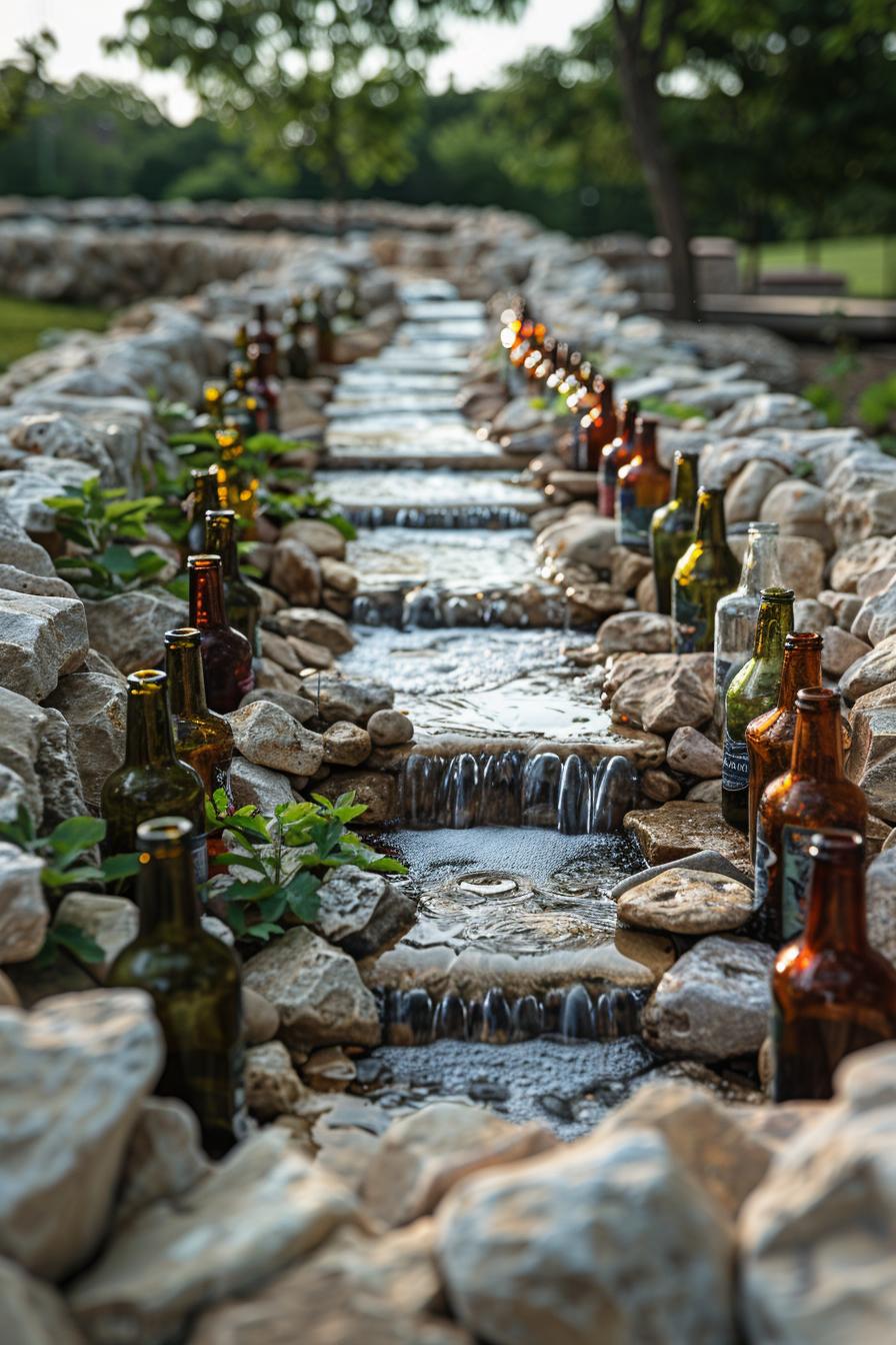 10. Wine Bottle Waterfall DIY-0