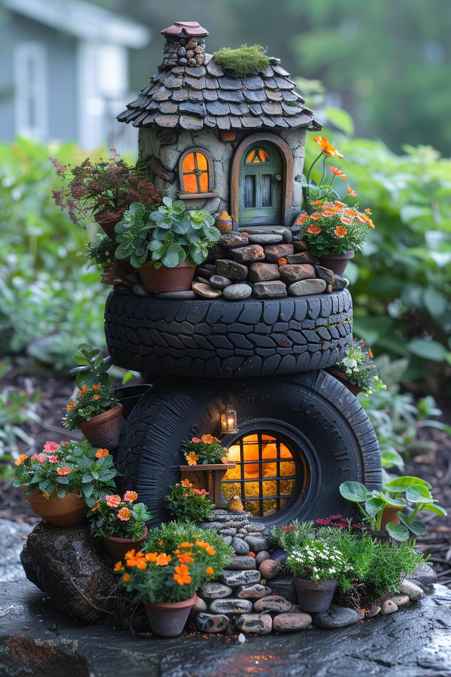 6. Creative Recycled Tire Planters-3