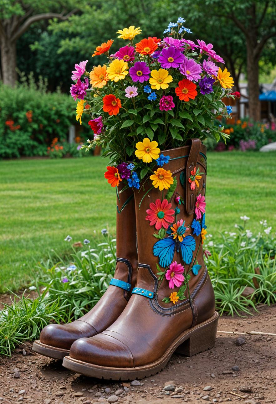 12. Creative Upcycled Boot Planters-0