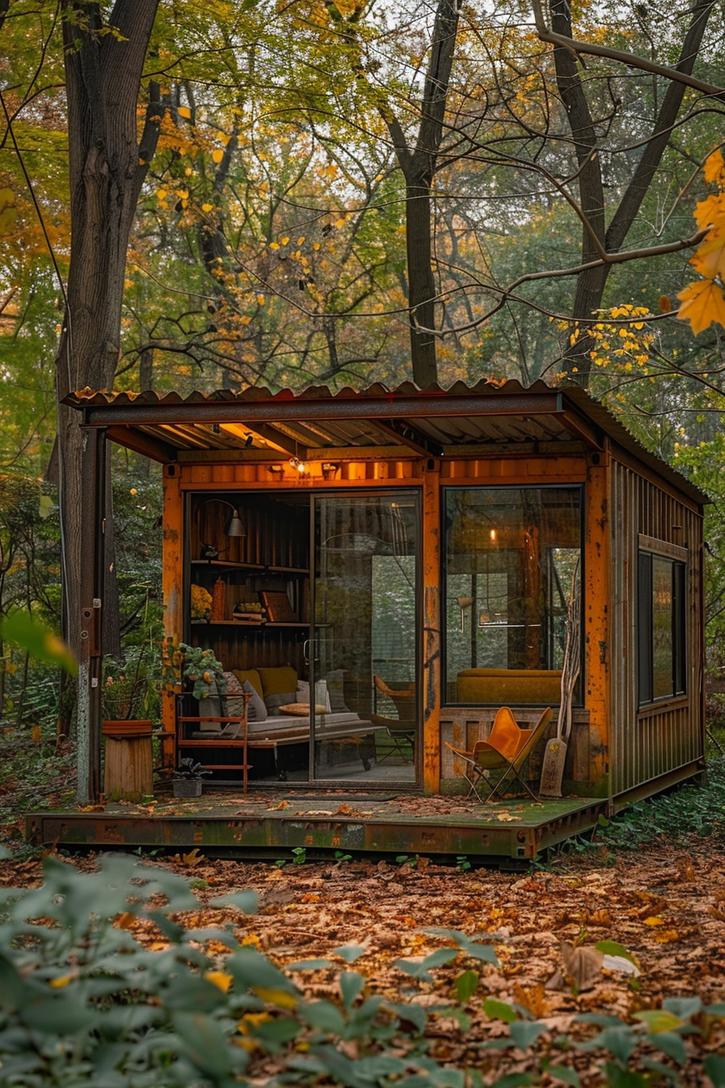 2. Rustic Slanted Roof Container Shed-2