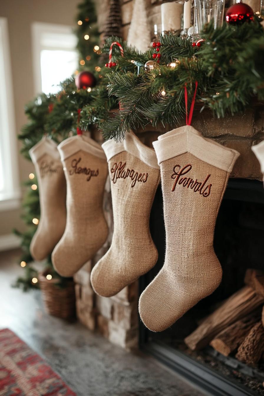 7. Personalized Burlap Christmas Stockings-1