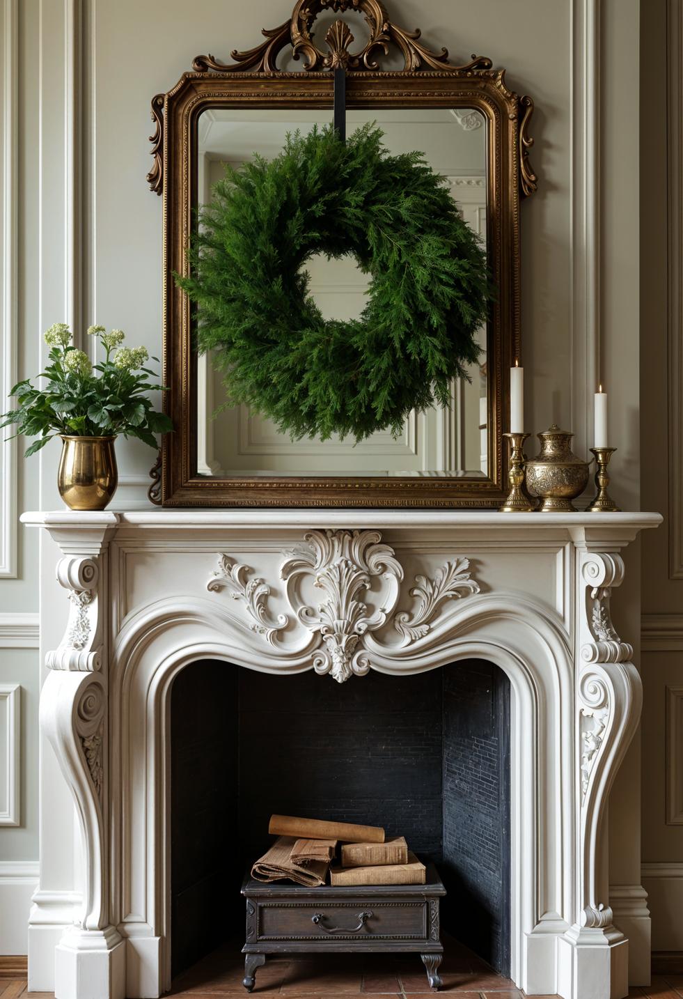 22. Antique mirror backdrop highlighting classic green wreath-1