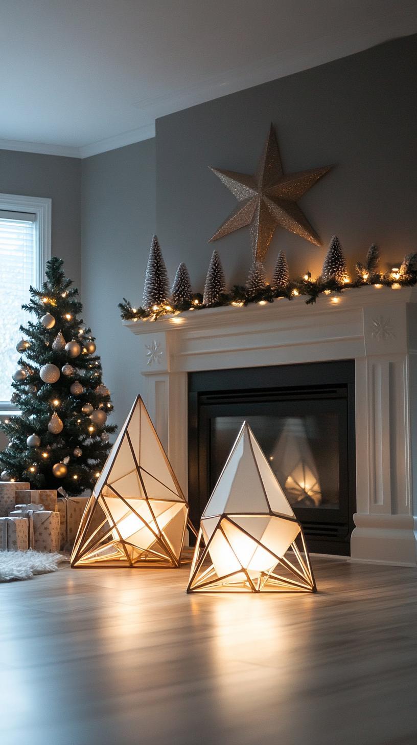 23. Contemporary metal geometric trees with warm white lights-0