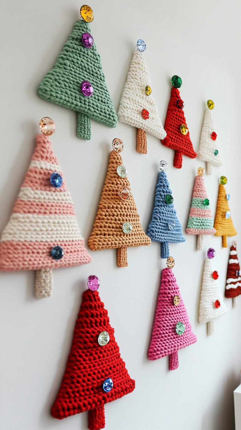 20. Dollar store gemstone-adorned Christmas tree wall hangings-0