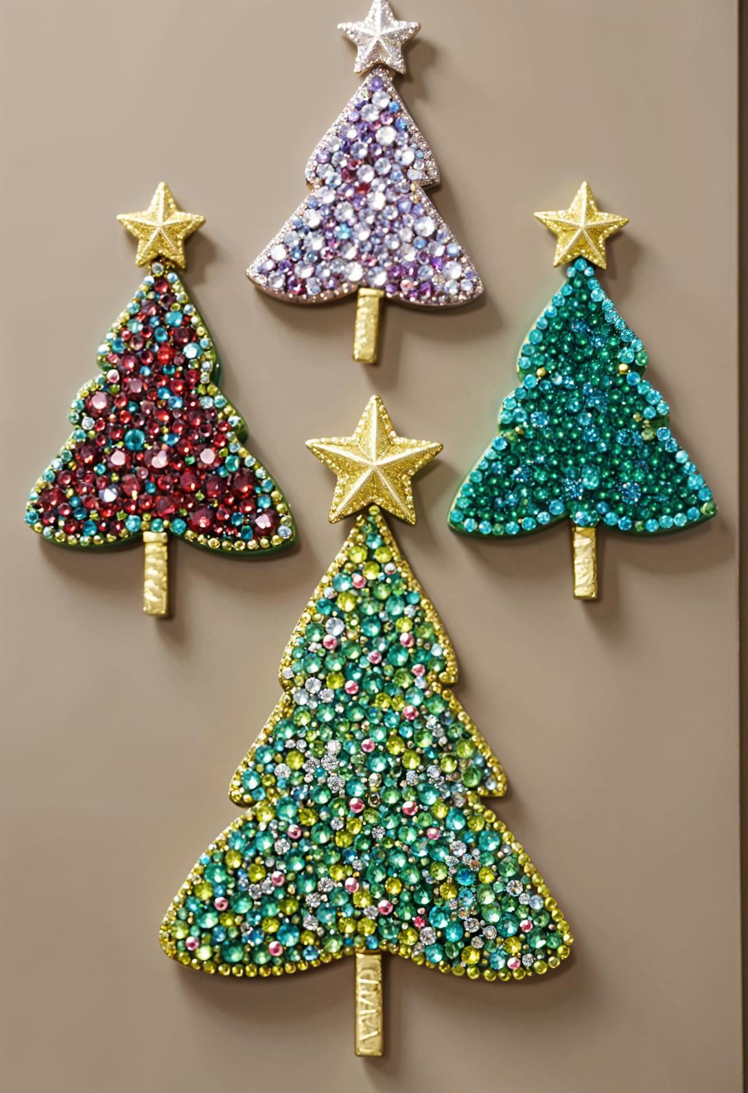 20. Dollar store gemstone-adorned Christmas tree wall hangings-1