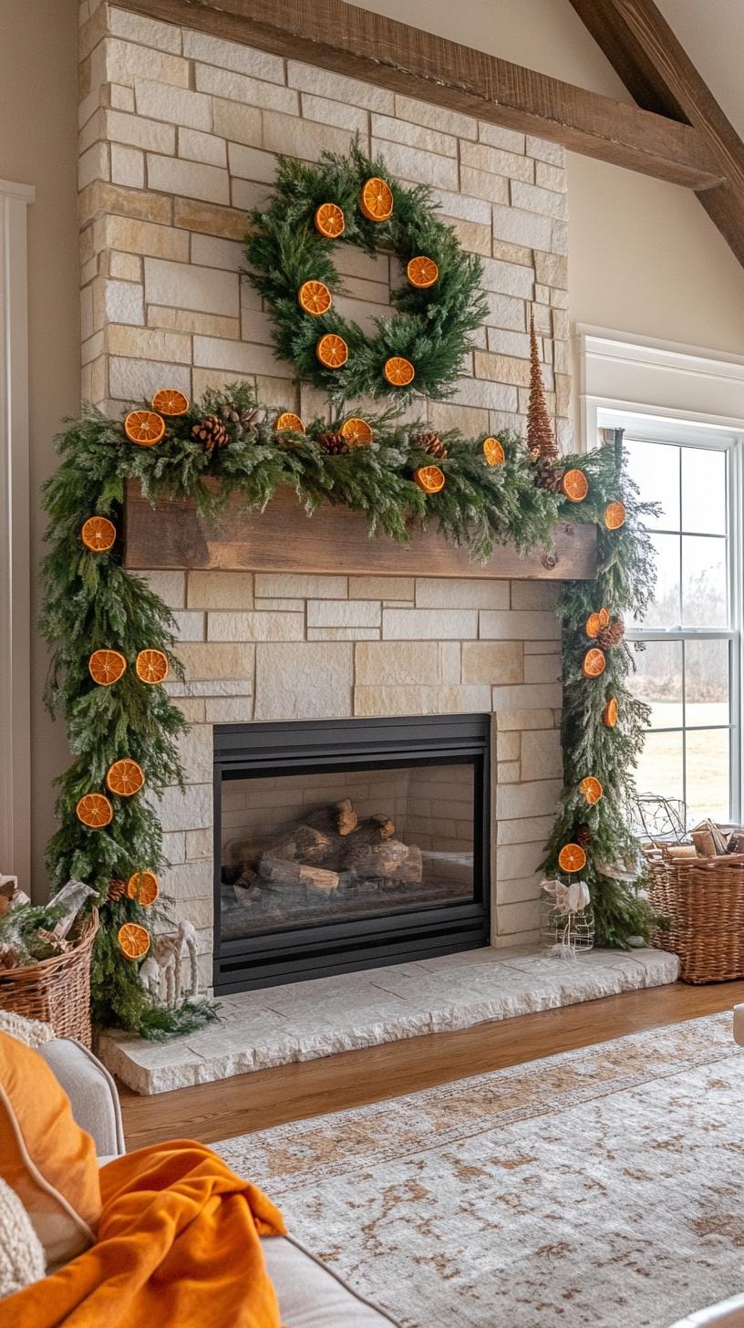 4. Dried orange slices garland with natural pine greenery-0