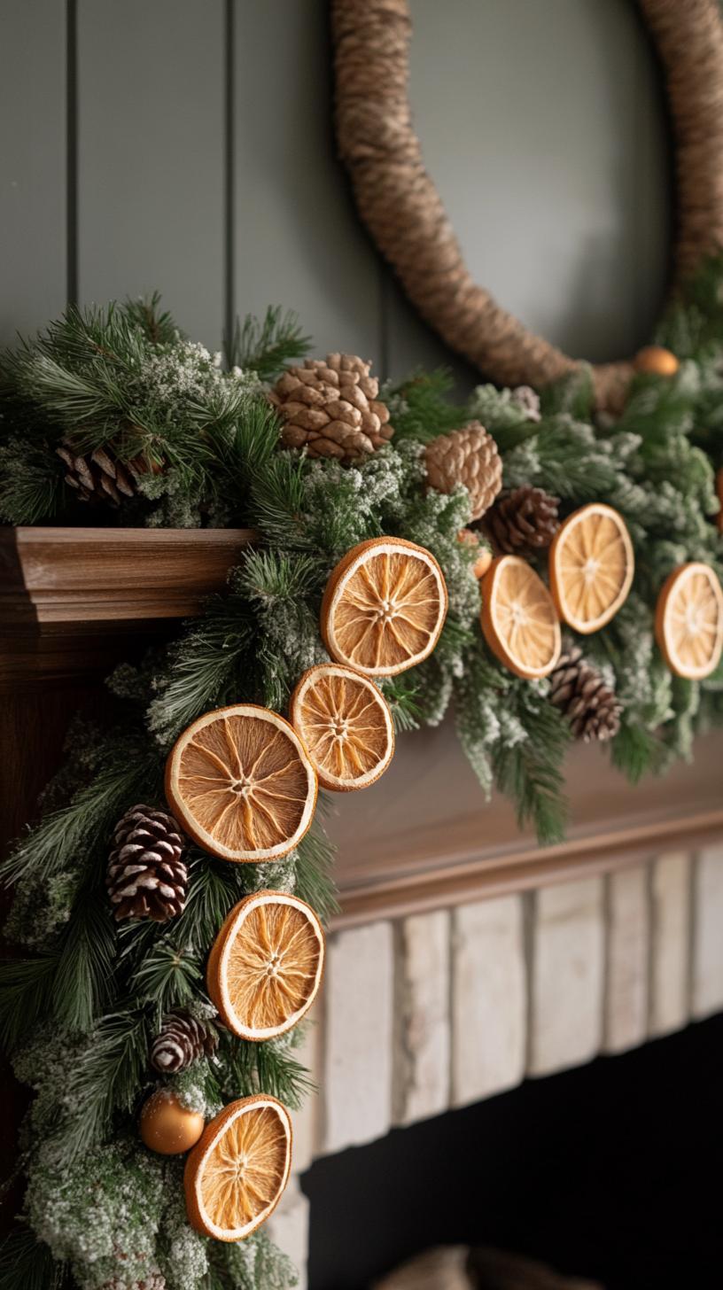 4. Dried orange slices garland with natural pine greenery-1