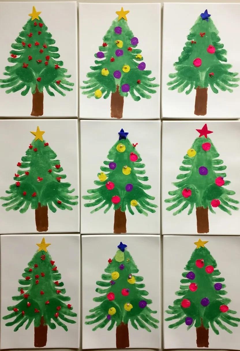 3. Handprint Christmas trees decorated with colorful fingerprint ornaments-1