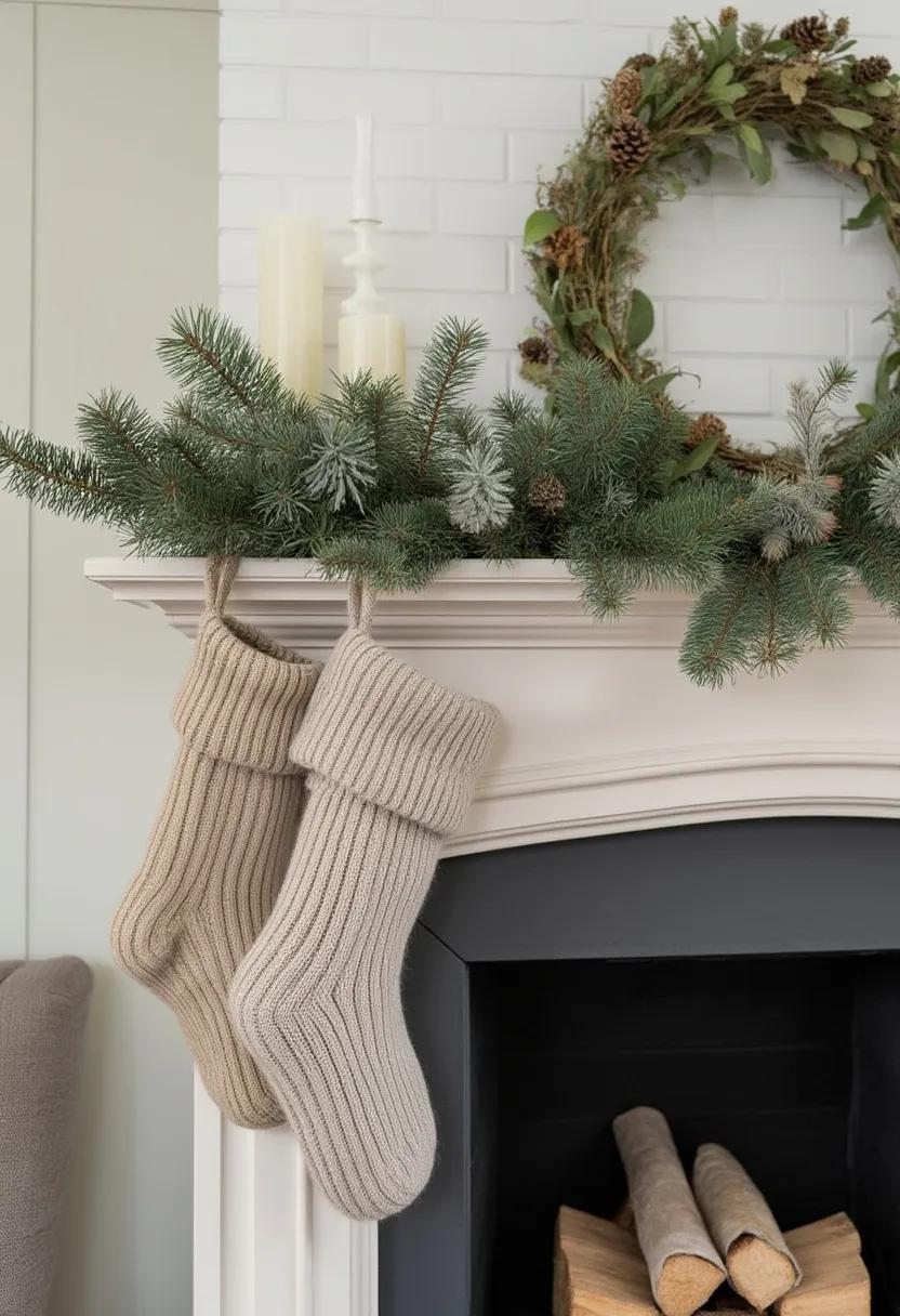 13. Neutral knit stockings with classic pine and eucalyptus mix-0