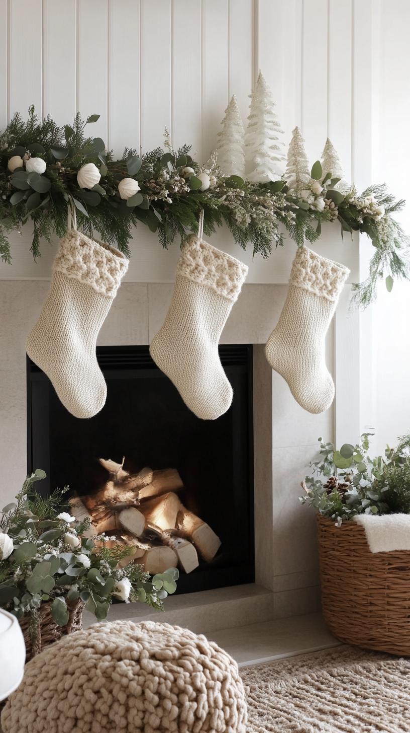 13. Neutral knit stockings with classic pine and eucalyptus mix-2