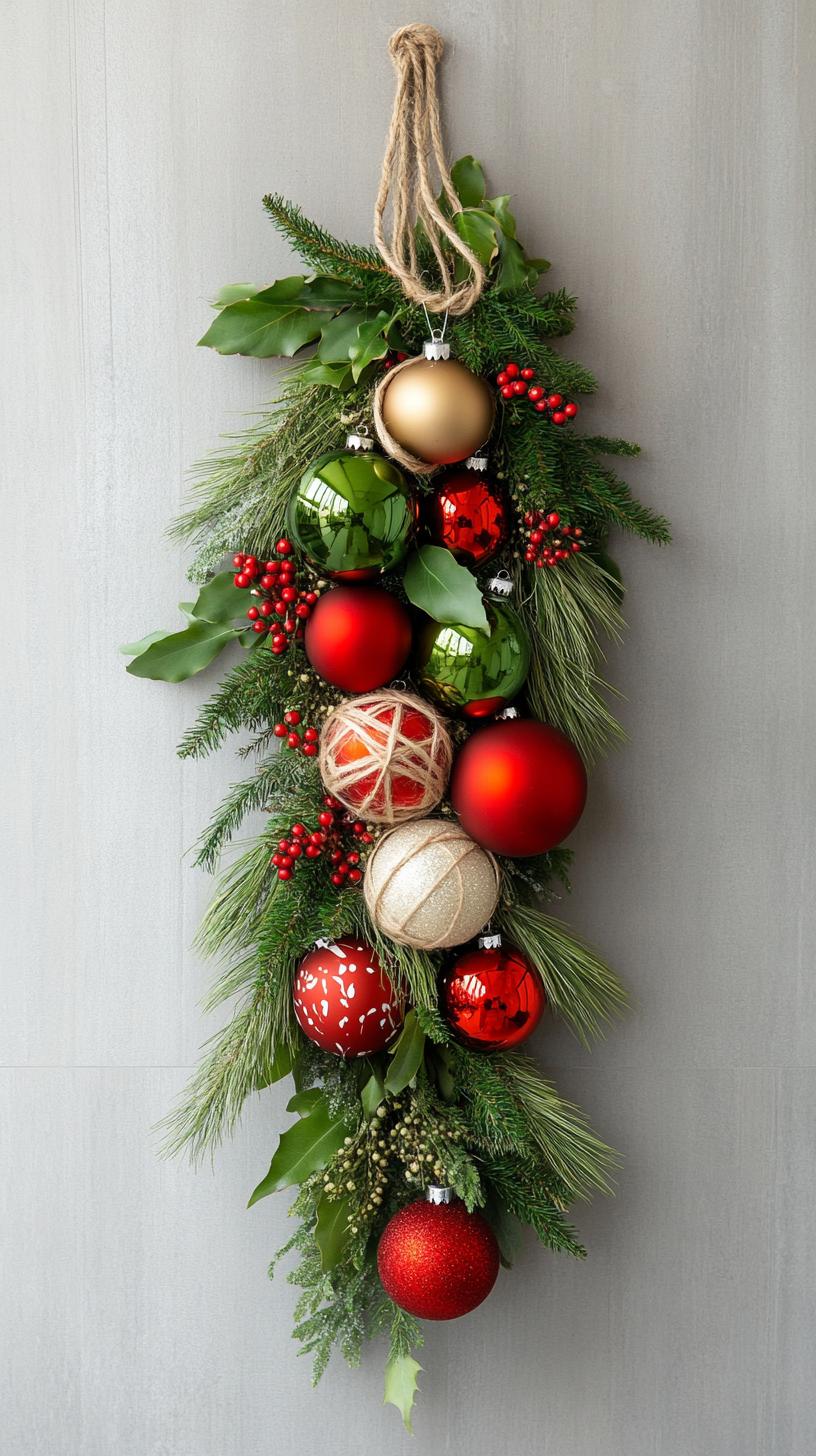 18. Rustic wreath made from twine-wrapped vintage ornaments-1