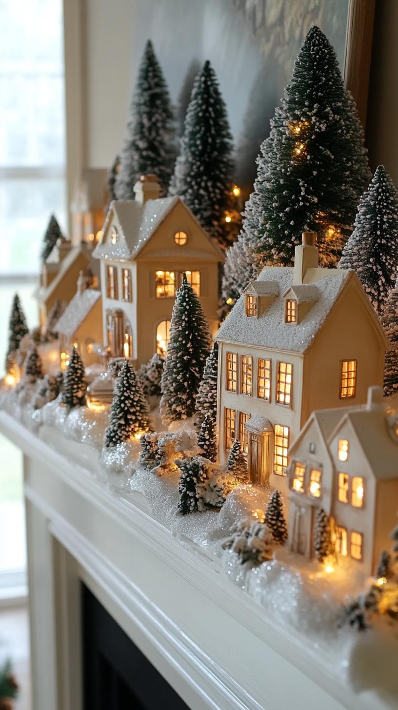 11. Winter village scene with miniature LED-lit townhouses-0