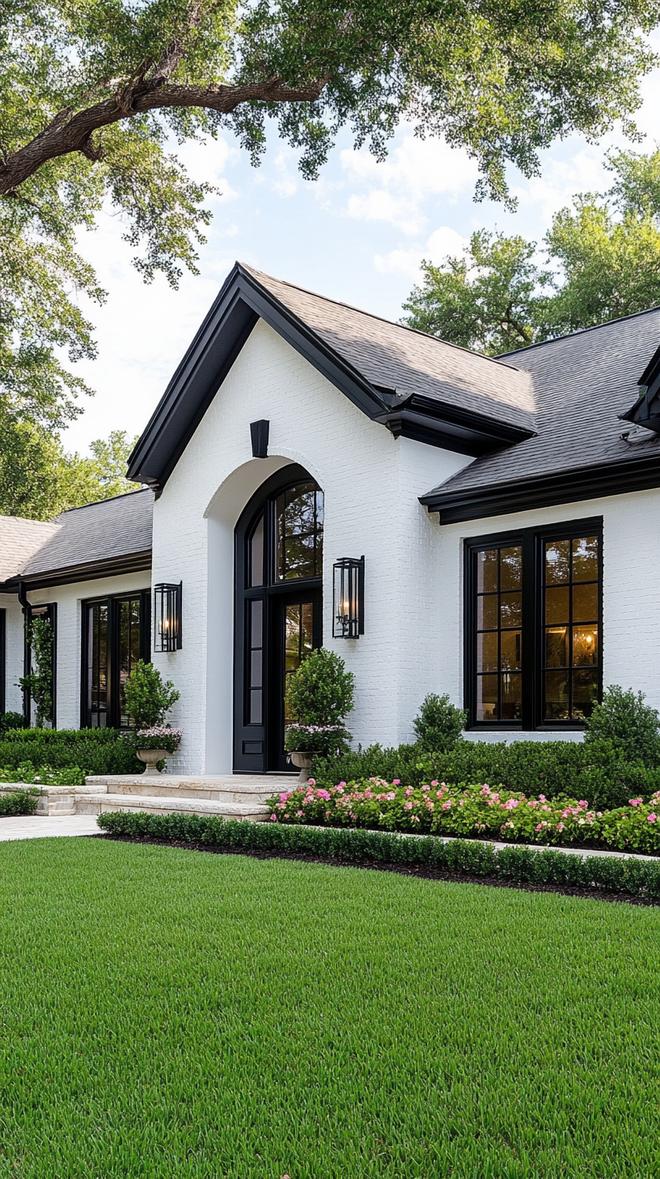 5. Black and white ranch with contrasting trim and minimal landscaping-0