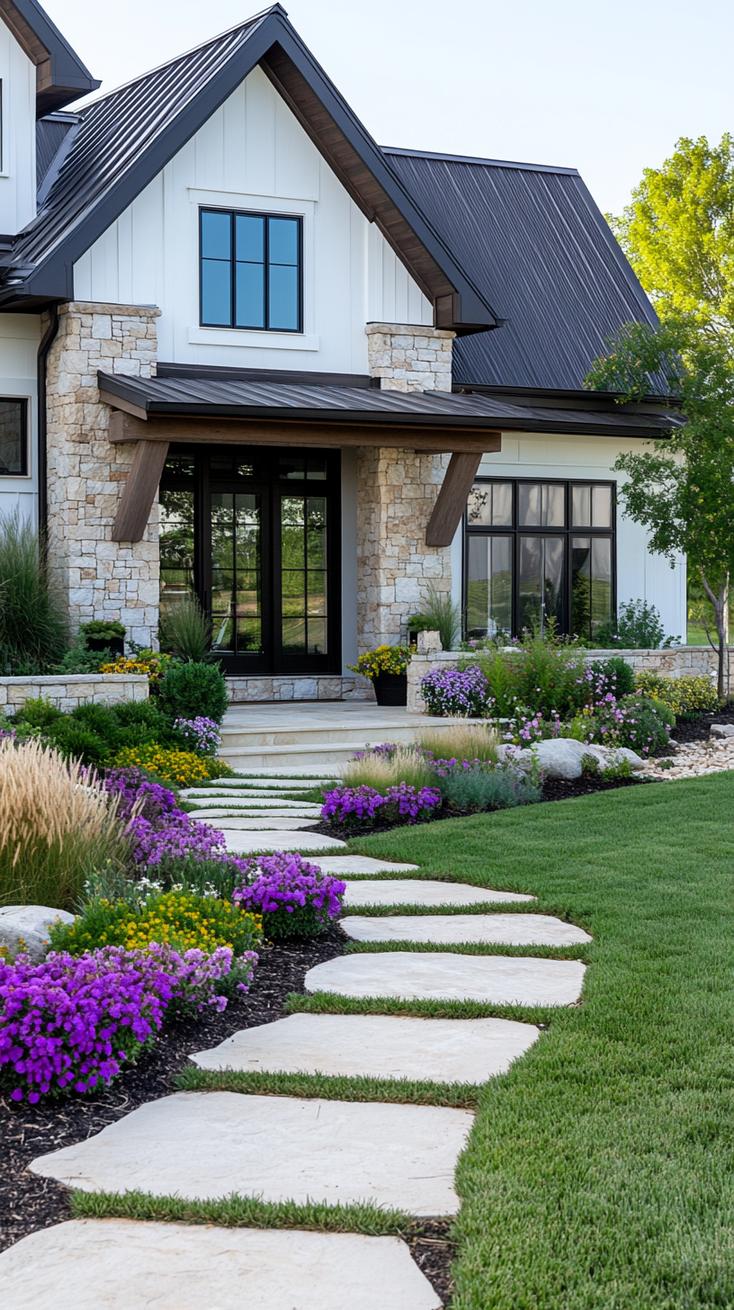 5. Black and white ranch with contrasting trim and minimal landscaping-2