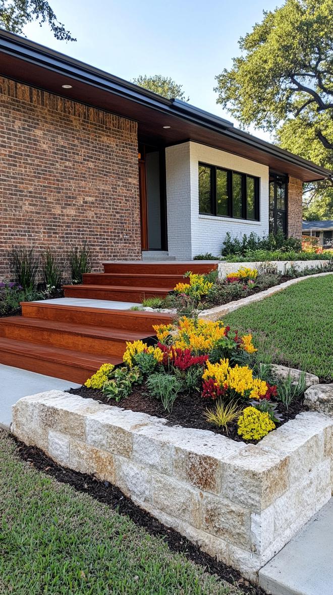 23. Brick ranch makeover with darker paint and modernized landscaping-2