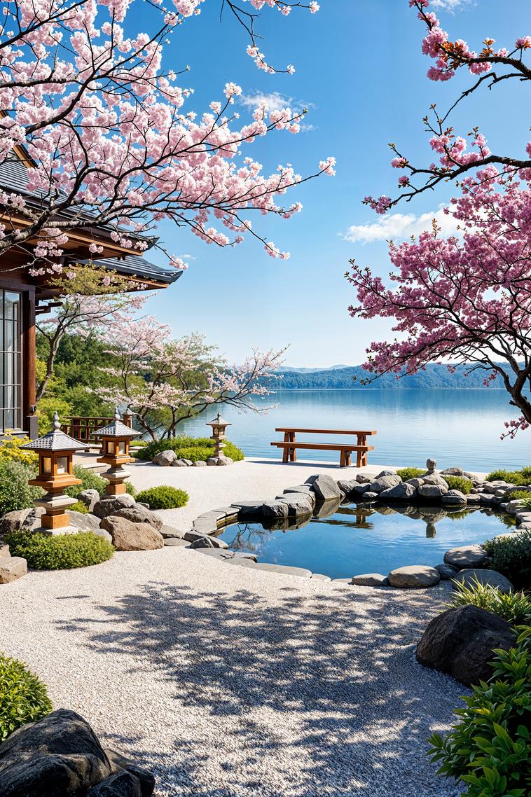 21 Breathtaking Lake House Designs for Ultimate Relaxation 26 10. Japanese Zen Garden Oasis-2