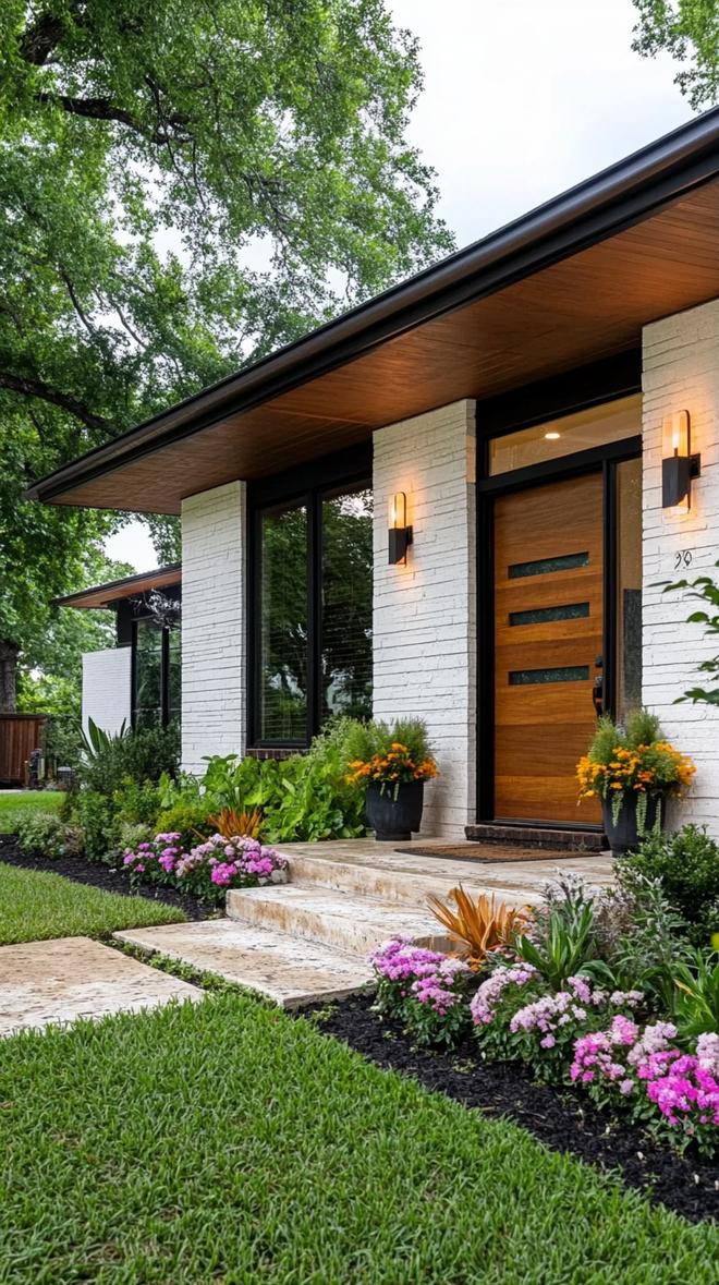 2. Mid-century ranch with bright pastel siding and clean lines-0