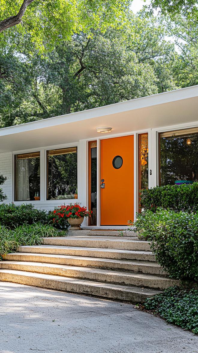 16. Mid-century ranch with wide windows and orange front door-0