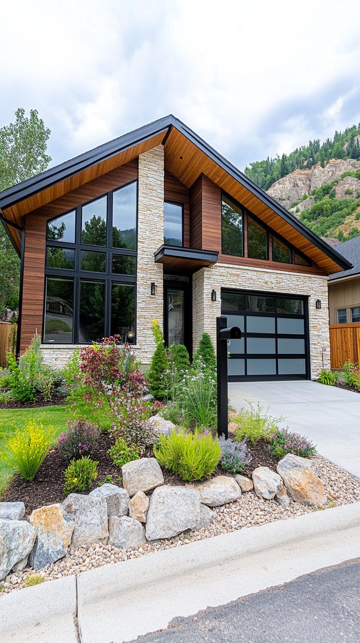 1. Modern ranch facade with black-framed windows and stone accents-0