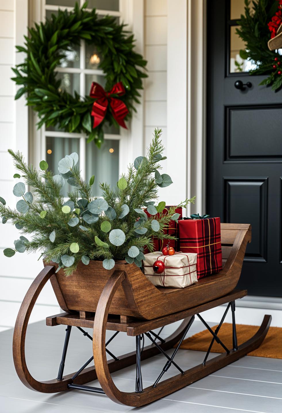 3. Rustic Sleigh Christmas Decoration Ideas-0