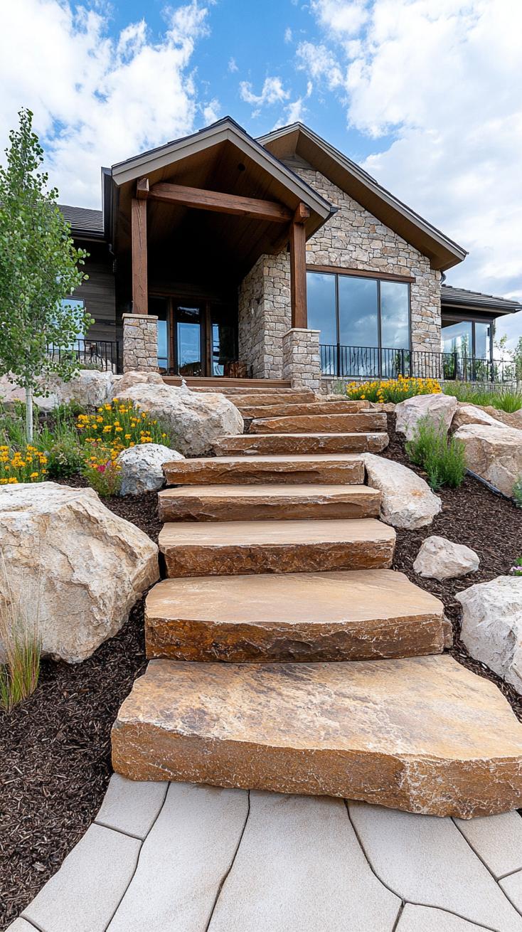 21. Stone and wood ranch with a mix of natural and painted materials-2