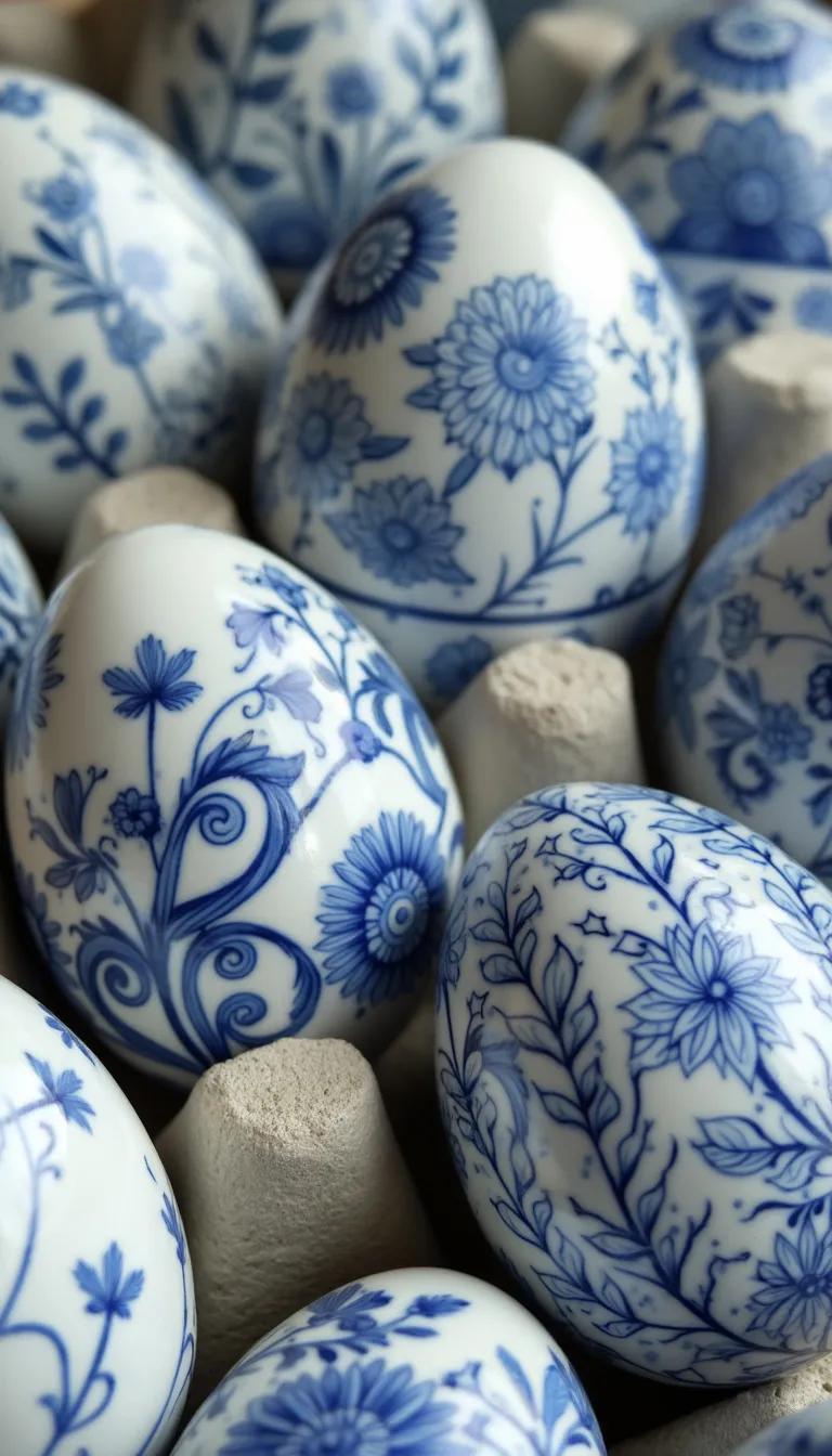 11. Blue and white porcelain-style painted Easter eggs-1