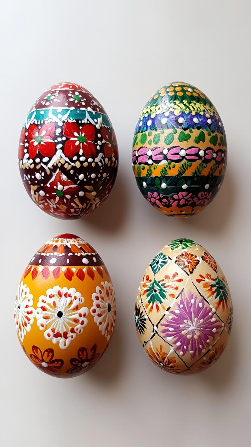 10. Hollow wooden eggs painted with folk art designs-1