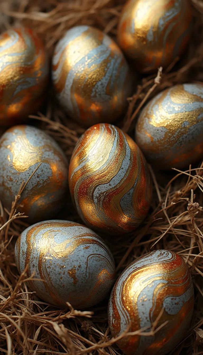 7. Marbleized Easter eggs with shimmering metallic hues-0