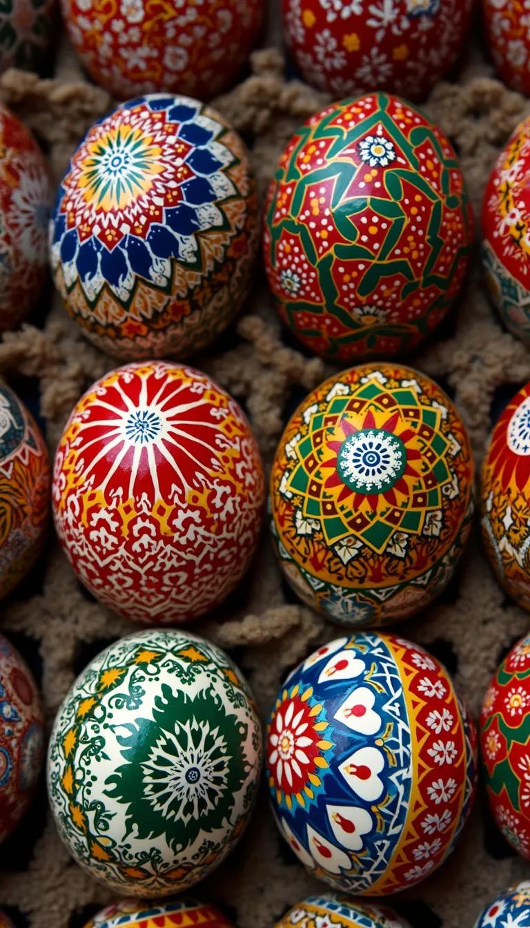 9. Traditional Polish Pisanki eggs with geometric patterns-1