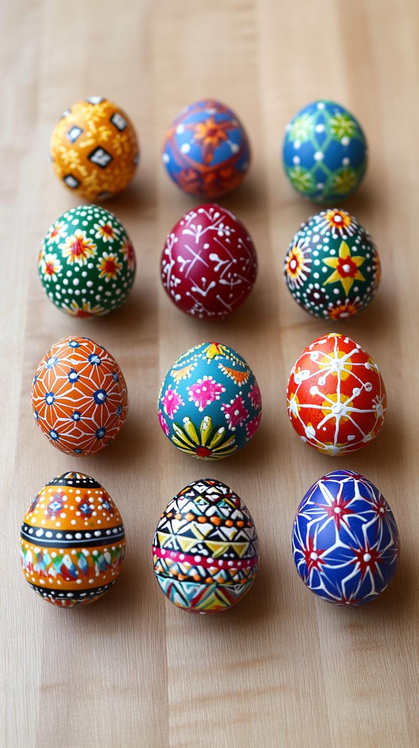 9. Traditional Polish Pisanki eggs with geometric patterns-2