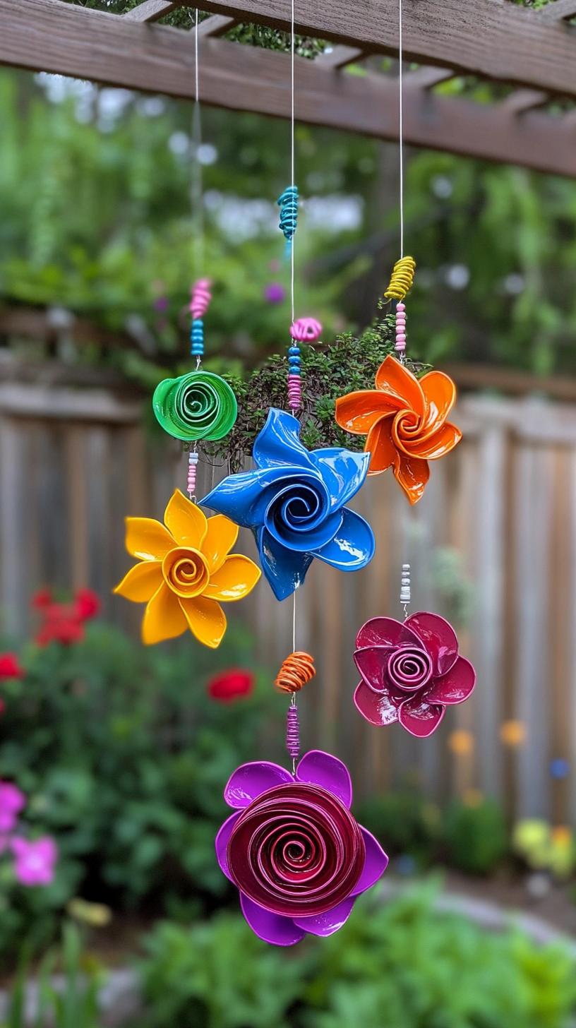 35 Easy Garden Art Crafts Anyone Can Make DIY 71 30. Colorful pinwheels made from recycled plastic-0