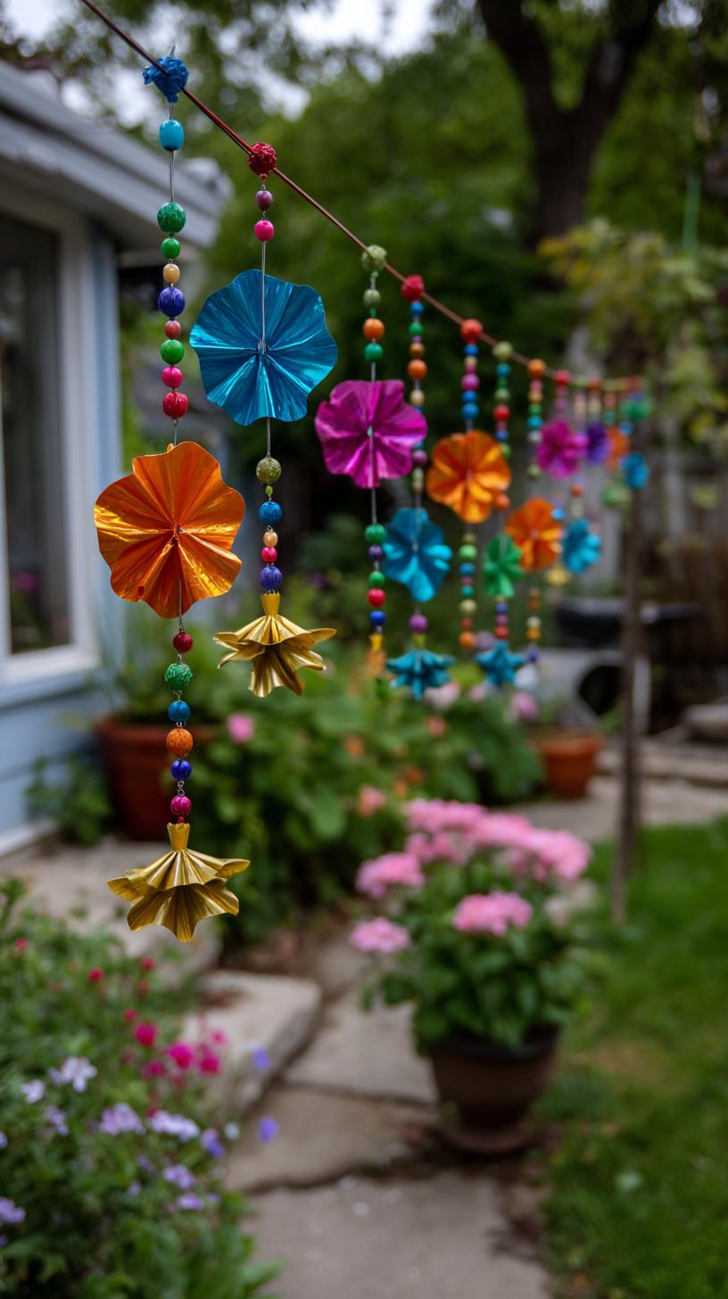 35 Easy Garden Art Crafts Anyone Can Make DIY 72 30. Colorful pinwheels made from recycled plastic-1