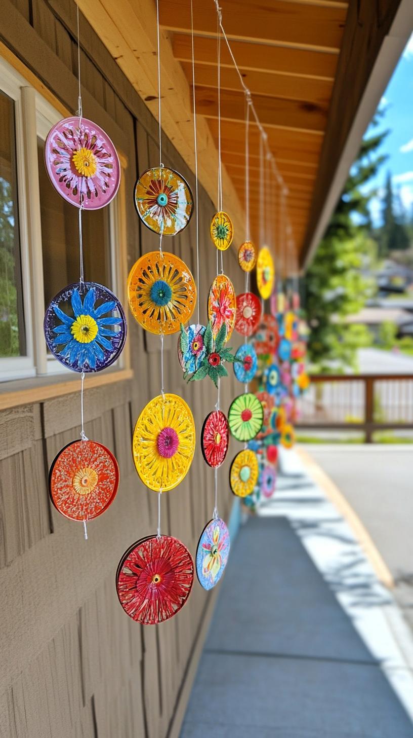 35 Easy Garden Art Crafts Anyone Can Make DIY 24 11. DIY suncatchers made with flower-pressed lids-0
