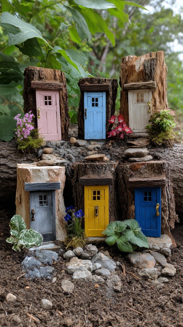 35 Easy Garden Art Crafts Anyone Can Make DIY 47 21. Fairy doors glued to tree trunks and fences-0