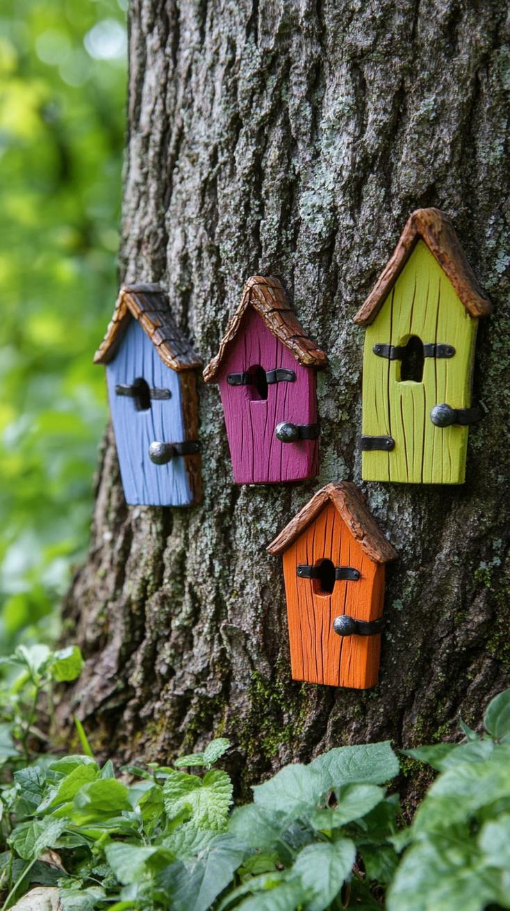 35 Easy Garden Art Crafts Anyone Can Make DIY 48 21. Fairy doors glued to tree trunks and fences-1