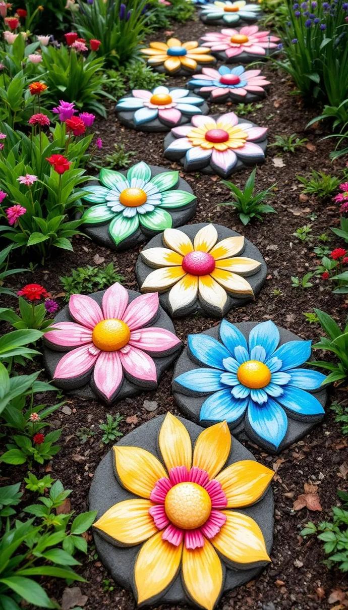 35 Easy Garden Art Crafts Anyone Can Make DIY 29 13. Flower-shaped stepping stones from cement molds-0
