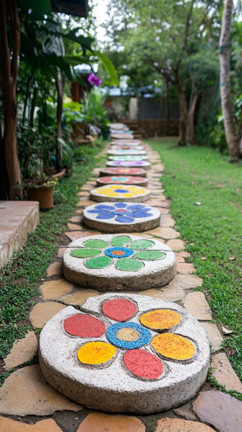35 Easy Garden Art Crafts Anyone Can Make DIY 30 13. Flower-shaped stepping stones from cement molds-1